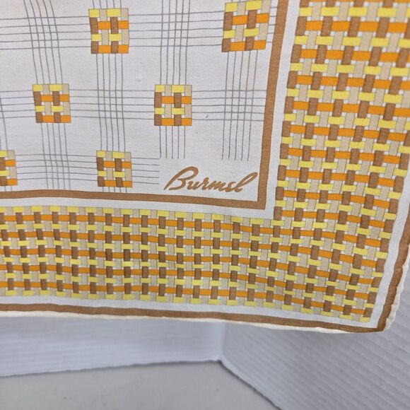 Vintage 50s Yellow Brown Plaid Anytime Hanky Original Tag Burnel - Picture 3 of 5